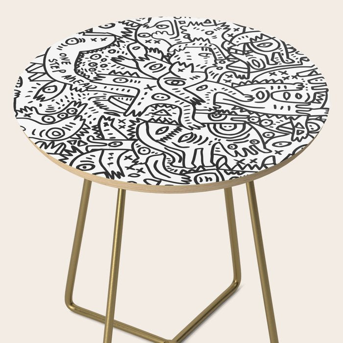 One Step Ahead Black and White Graffiti Street Art Side Table Gallery Image 2