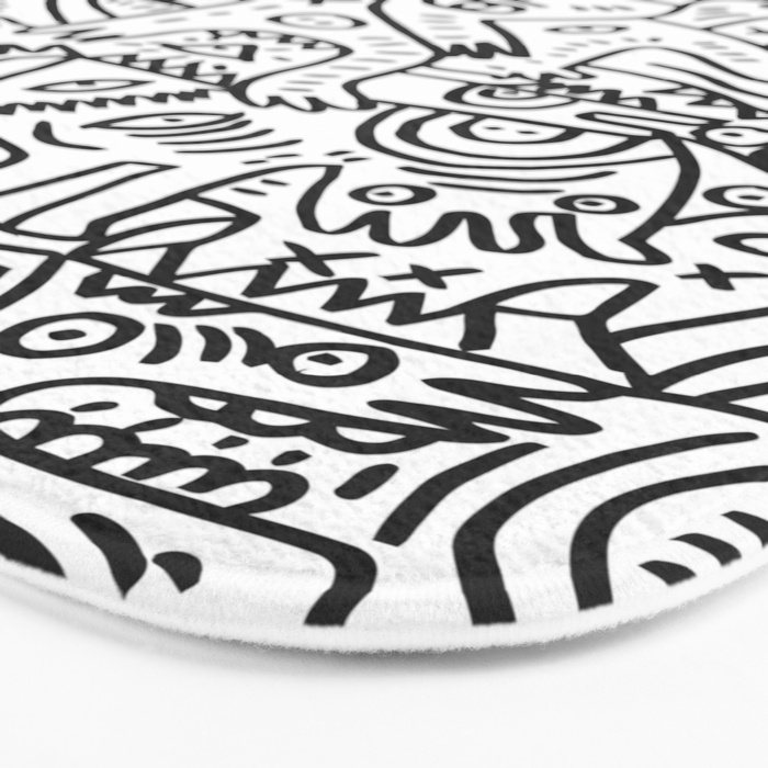 One Step Ahead Black and White Graffiti Street Art Bath Mat Gallery Image 3