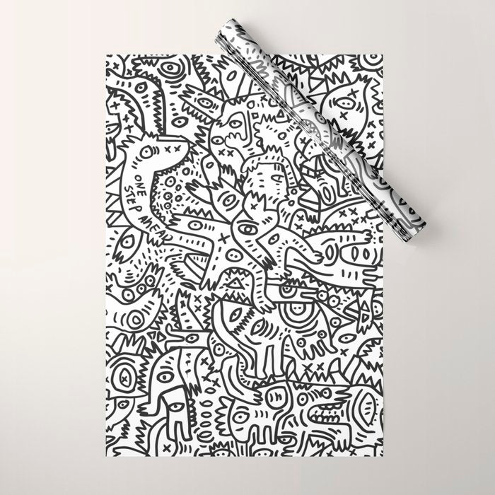One Step Ahead Black and White Graffiti Street Art Wrapping Paper Gallery Image 1