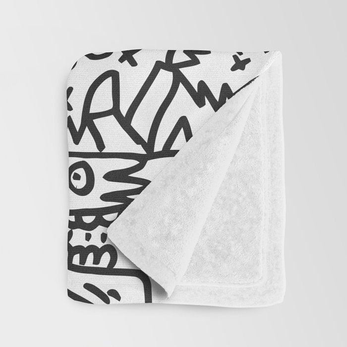 One Step Ahead Black and White Graffiti Street Art Throw Blanket Gallery Image 3