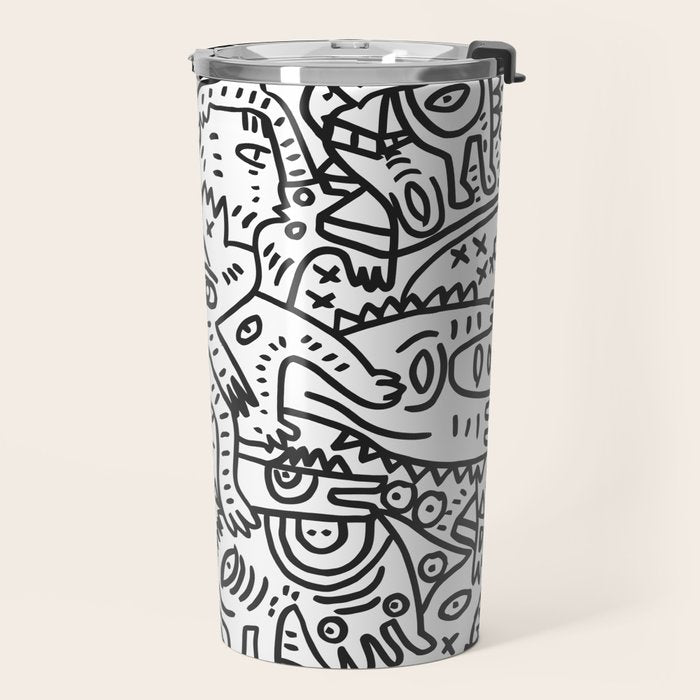 One Step Ahead Black and White Graffiti Street Art Travel Mug Gallery Image 2