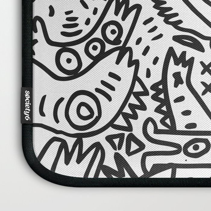 One Step Ahead Black and White Graffiti Street Art Laptop Sleeve Gallery Image 3