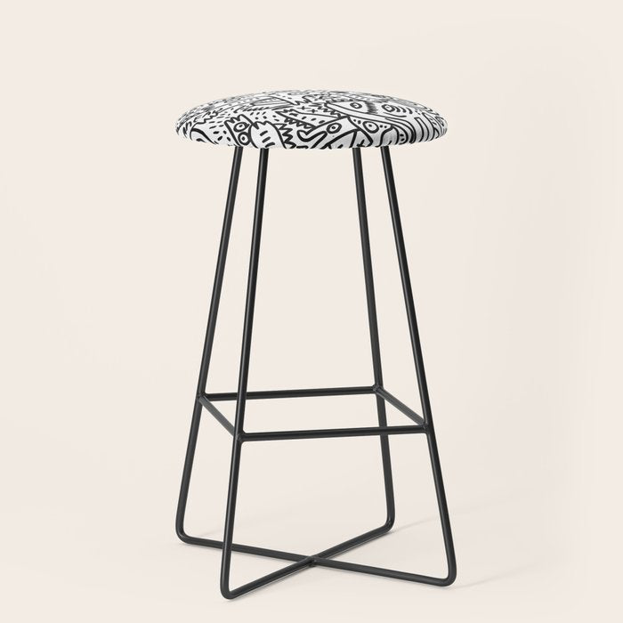 One Step Ahead Black and White Graffiti Street Art Stool Gallery Image 1