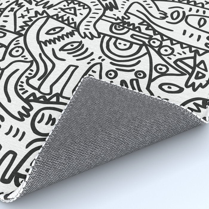 One Step Ahead Black and White Graffiti Street Art Rug Gallery Image 4