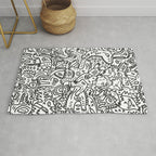 One Step Ahead Black and White Graffiti Street Art Rug Gallery Image 1