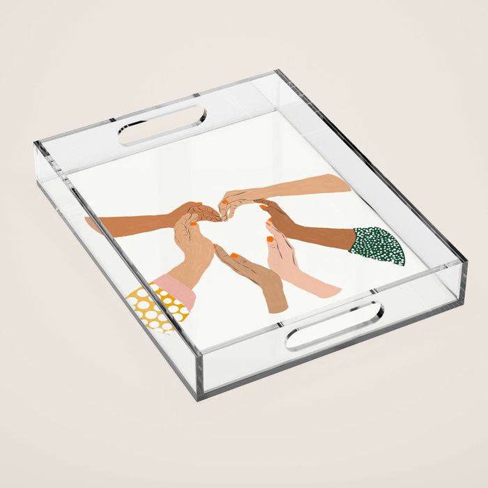 Indiscrimination | Anti-Racism Painting | Unity Illustration | Women Empowerment Growth Mindset Acrylic Tray Gallery Image 1