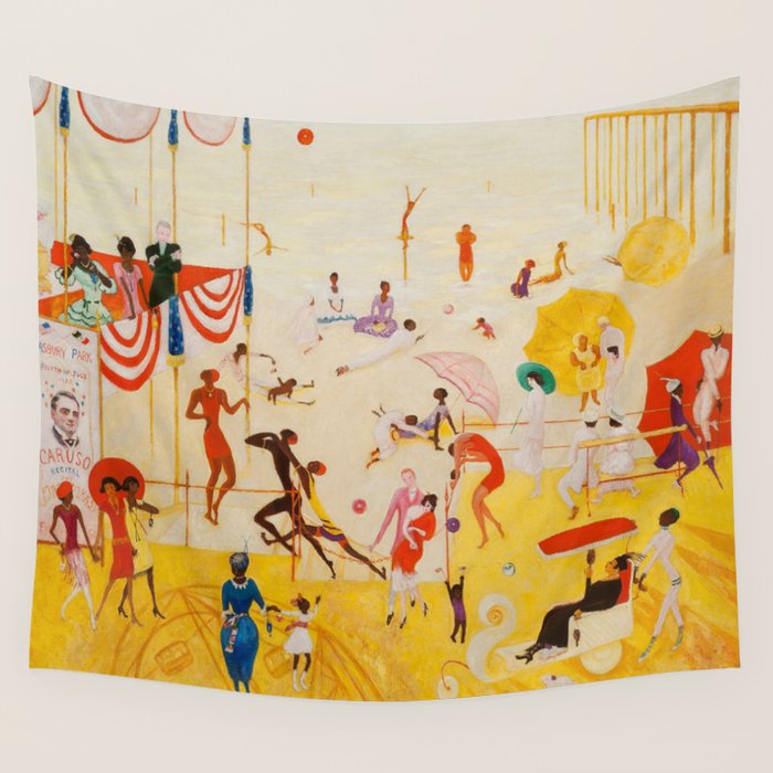 African American Masterpiece 'Summertime, Asbury Park, South' by Florine Stettheimer Wall Tapestry Gallery Image 4