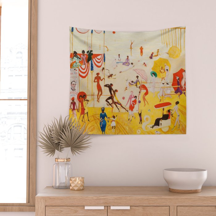 African American Masterpiece 'Summertime, Asbury Park, South' by Florine Stettheimer Wall Tapestry Gallery Image 2