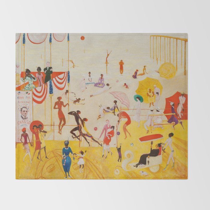 African American Masterpiece 'Summertime, Asbury Park, South' by Florine Stettheimer Throw Blanket Gallery Image 2