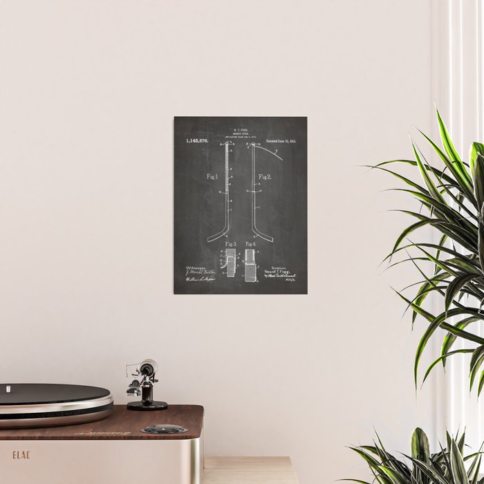 Ice Hockey Stick Patent - Ice Hockey Art - Black Chalkboard Poster Gallery Image 2