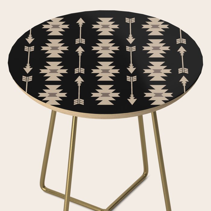Southwestern Arrow Pattern 233 Black and Beige Side Table Gallery Image 2