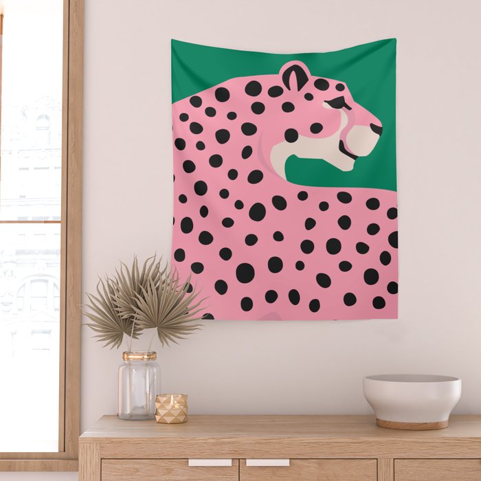 The Stare 3: Pink Cheetah Edition Wall Tapestry Gallery Image 2