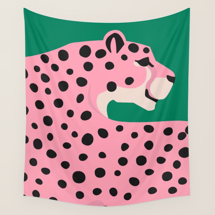 The Stare 3: Pink Cheetah Edition Wall Tapestry Gallery Image 4