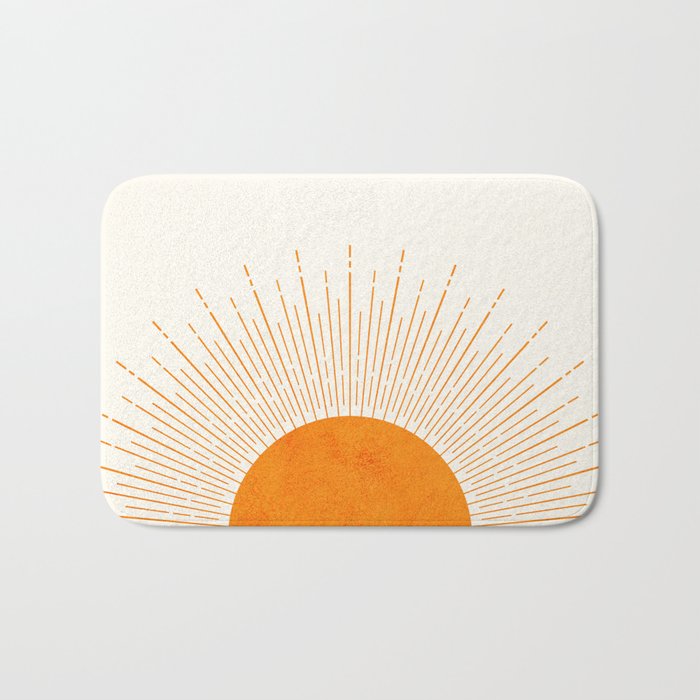 Orange Sunburst Boho Midcentury Bath Mat Gallery Image 1