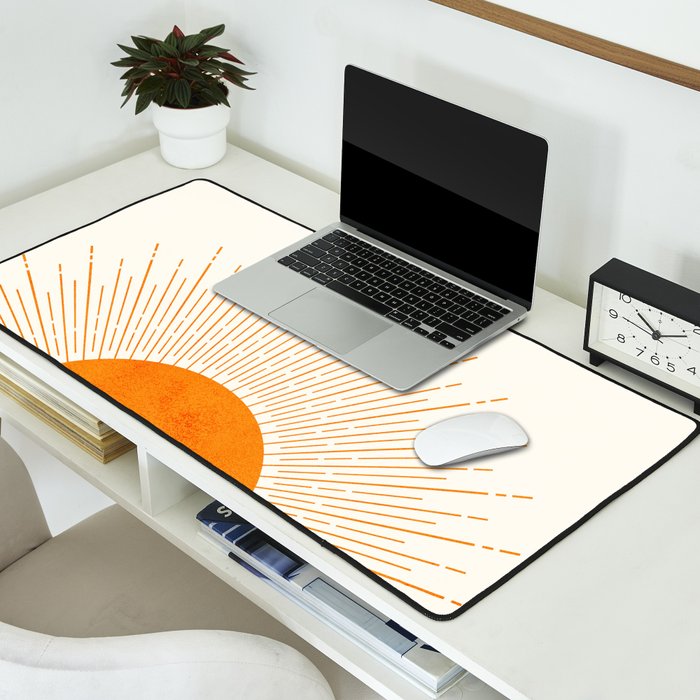 Orange Sunburst Boho Midcentury Desk Mat Gallery Image 2