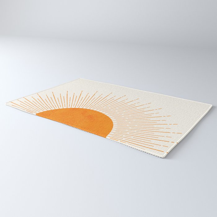 Orange Sunburst Boho Midcentury Rug Gallery Image 3
