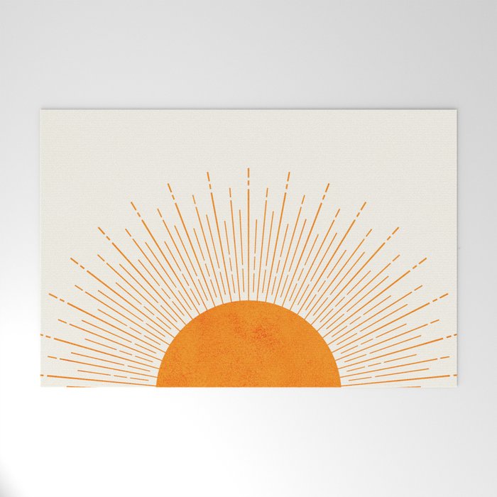 Orange Sunburst Boho Midcentury Welcome Mat Gallery Image 1