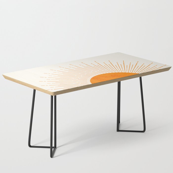 Orange Sunburst Boho Midcentury Coffee Table Gallery Image 1