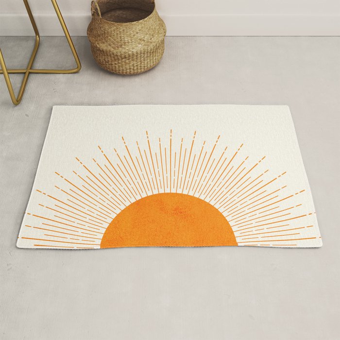 Orange Sunburst Boho Midcentury Rug Gallery Image 1