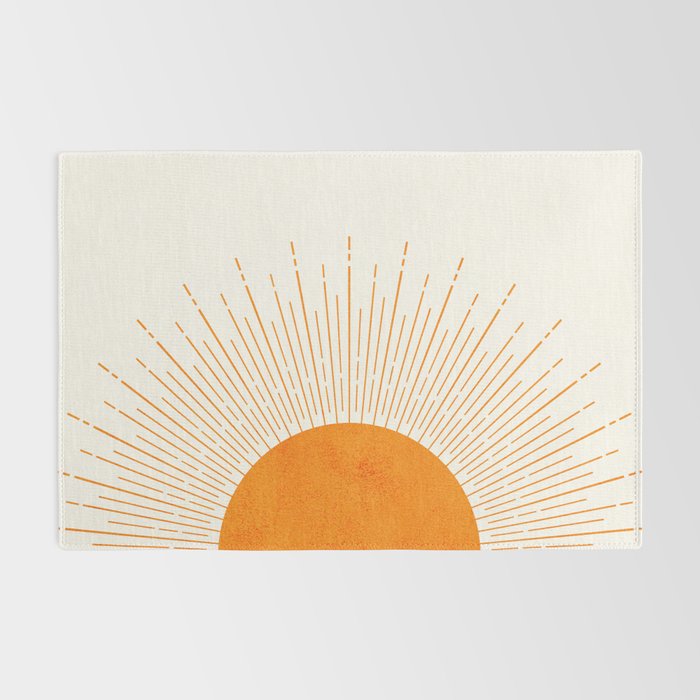 Orange Sunburst Boho Midcentury Rug Gallery Image 2