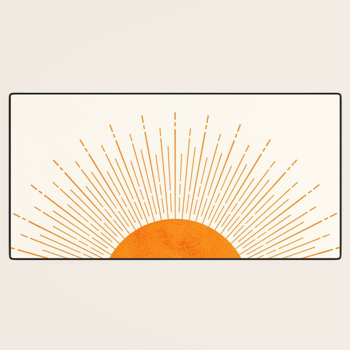 Orange Sunburst Boho Midcentury Desk Mat Gallery Image 3