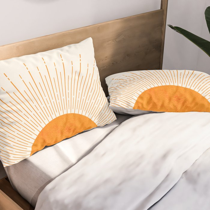 Orange Sunburst Boho Midcentury Pillow Sham Gallery Image 2
