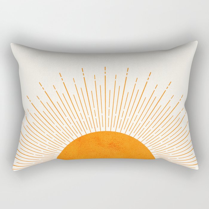 Orange Sunburst Boho Midcentury Rectangular Pillow Gallery Image 2