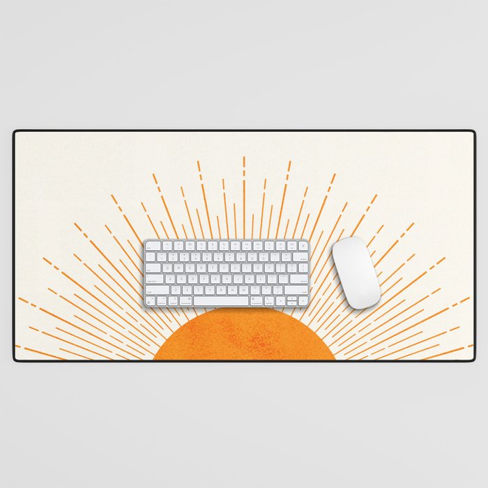 Orange Sunburst Boho Midcentury Desk Mat Gallery Image 1
