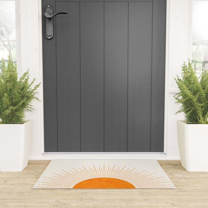 Orange Sunburst Boho Midcentury Welcome Mat Gallery Image 3