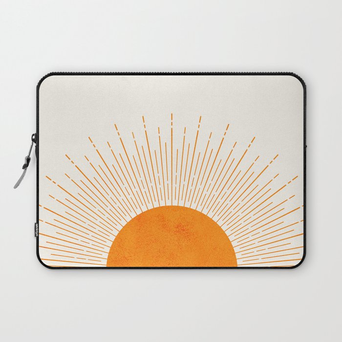 Orange Sunburst Boho Midcentury Laptop Sleeve Gallery Image 1