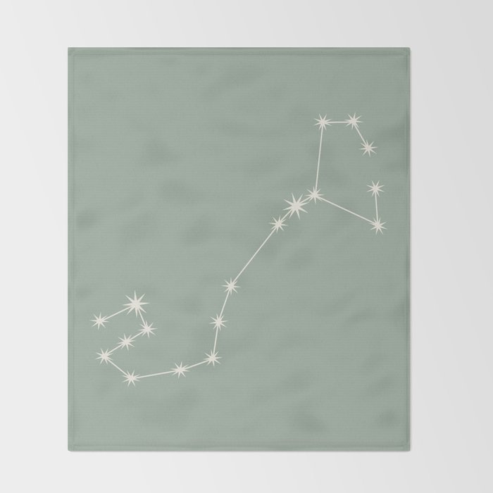 Scorpio Zodiac Star Constellation Line Art Soft Sage Throw Blanket Gallery Image 2