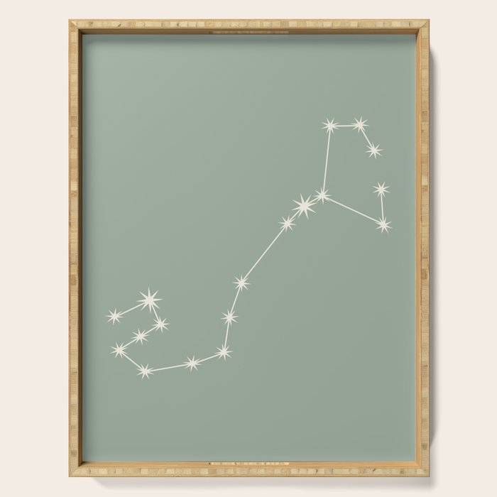 Scorpio Zodiac Star Constellation Line Art Soft Sage Serving Tray Gallery Image 1