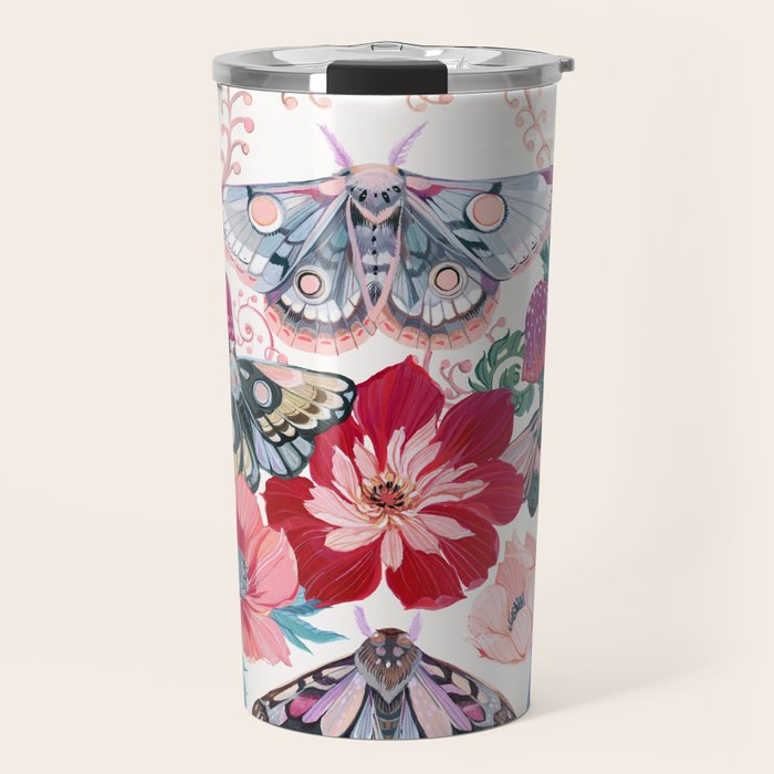 Floral moth painting Travel Mug Gallery Image 1