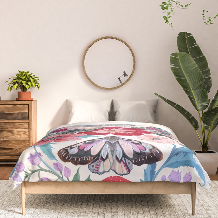 Floral moth painting Comforter Gallery Image 3