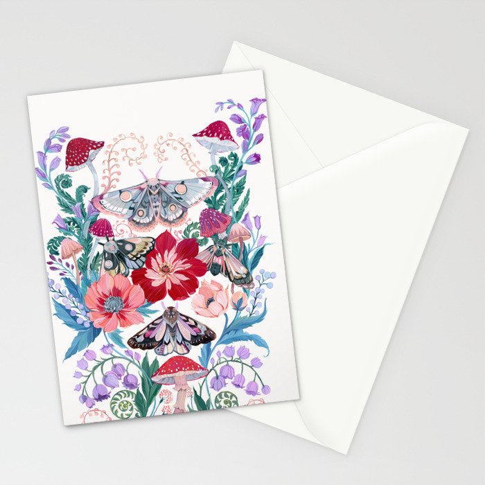 Floral moth painting Stationery Card Gallery Image 2