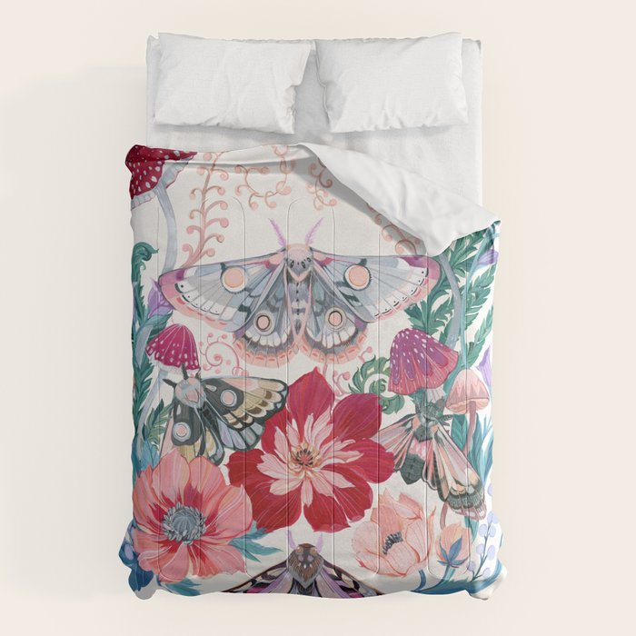 Floral moth painting Comforter Gallery Image 6