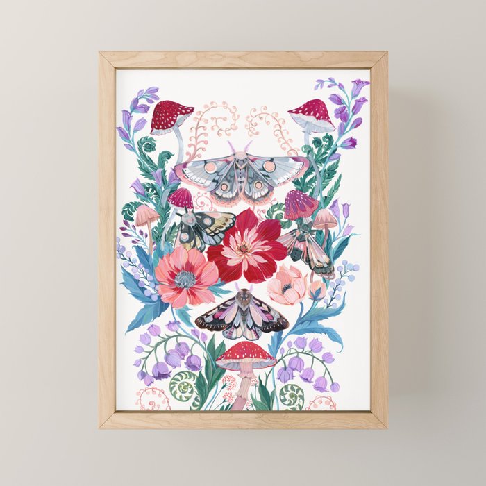Floral moth painting Mini Art Print Gallery Image 1