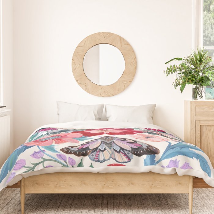 Floral moth painting Duvet Cover Gallery Image 3