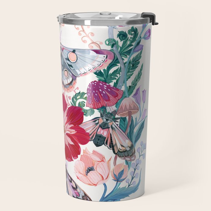 Floral moth painting Travel Mug Gallery Image 2