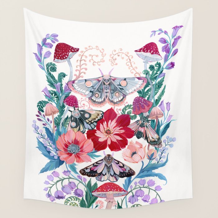Floral moth painting Wall Tapestry Gallery Image 4