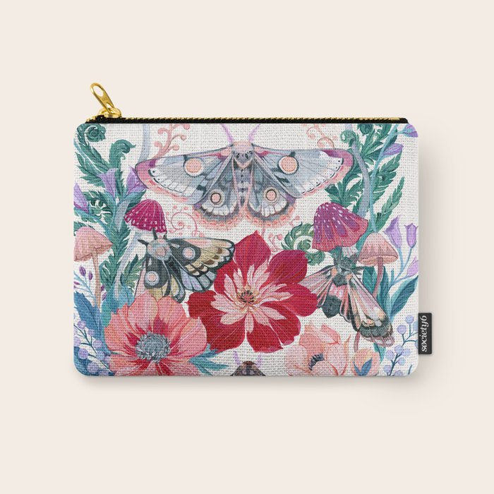 Floral moth painting Carry All Pouch Gallery Image 1