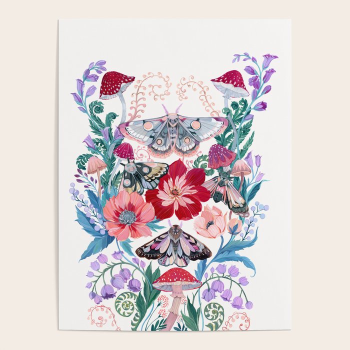Floral moth painting Poster Gallery Image 4