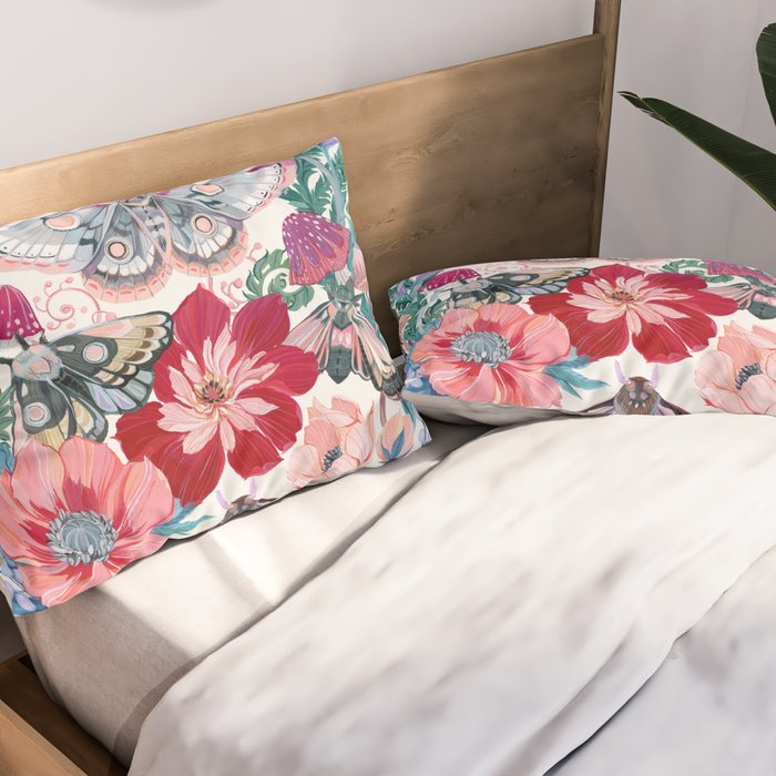Floral moth painting Pillow Sham Gallery Image 2