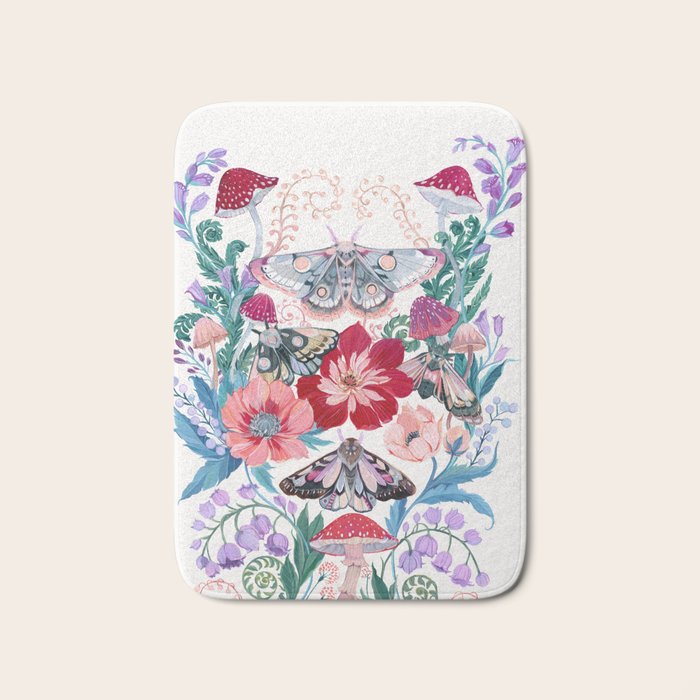 Floral moth painting Bath Mat Gallery Image 1