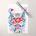 Floral moth painting Wrapping Paper Gallery Image 1
