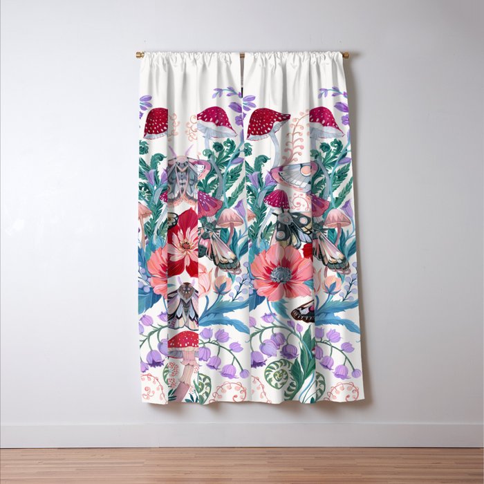 Floral moth painting Window Curtain Gallery Image 3