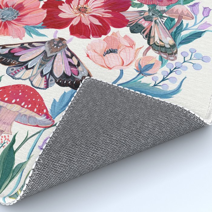 Floral moth painting Rug Gallery Image 4