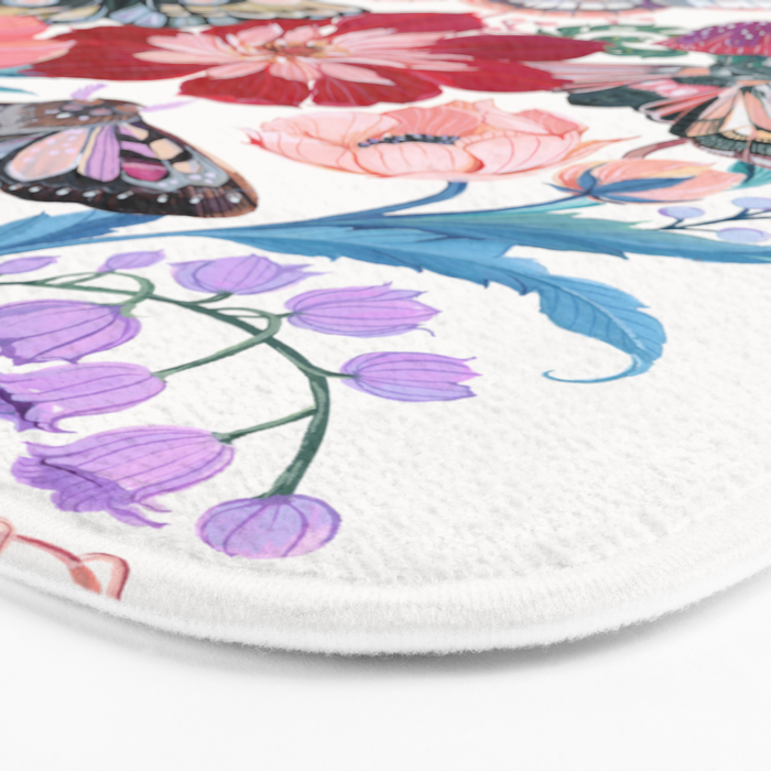 Floral moth painting Bath Mat Gallery Image 3