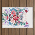Floral moth painting Outdoor Rug Gallery Image 1