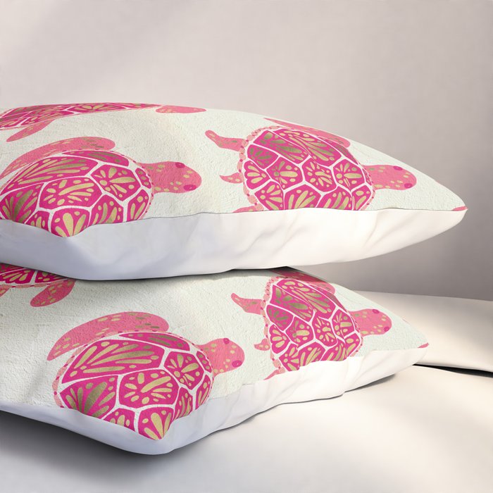 Sea Turtle in Pink & Gold Pillow Sham Gallery Image 3